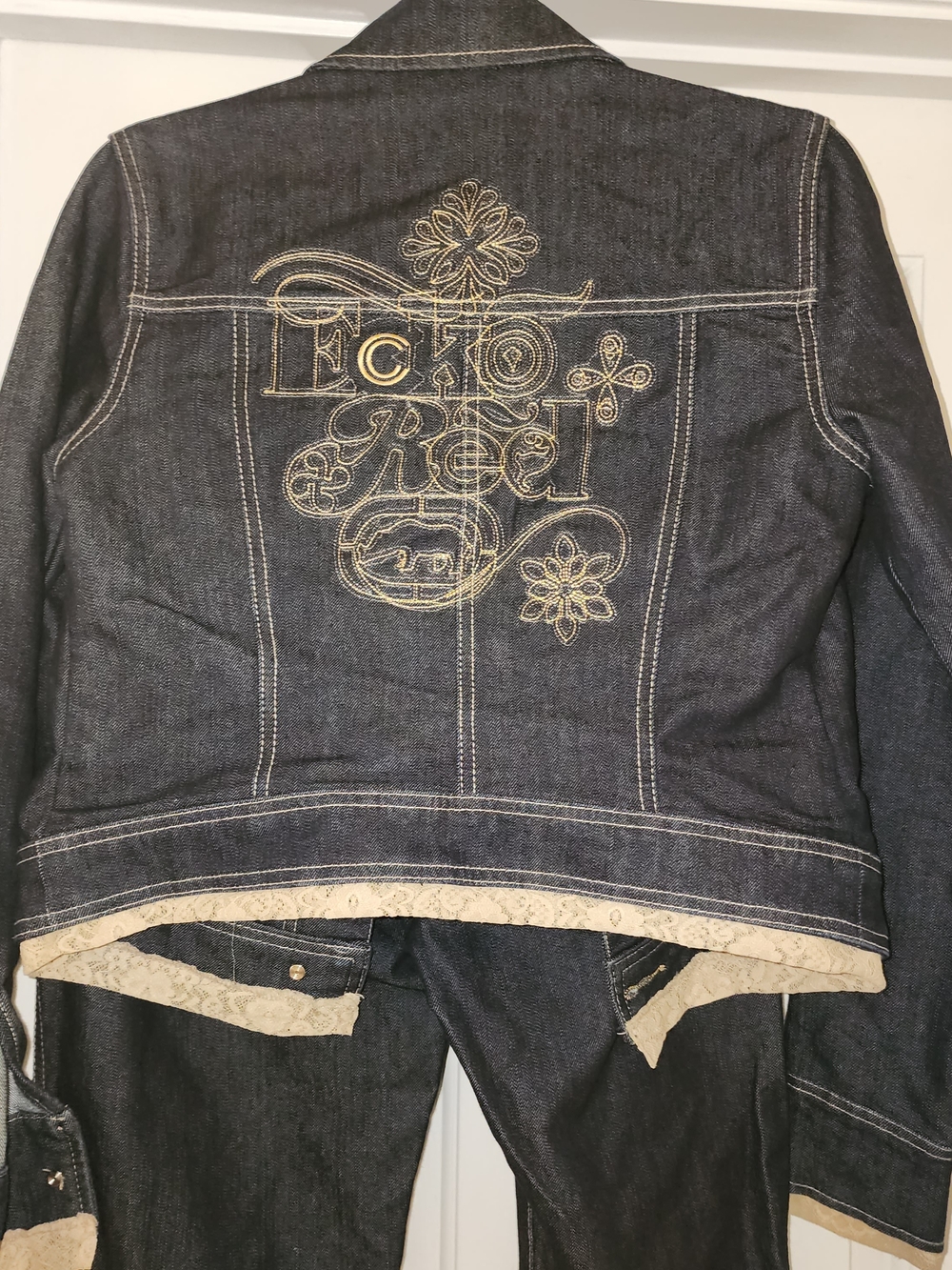 COOGI Women's Y2K 2-Piece Dark Denim Jacket & Jeans Set M/11 NWOT
